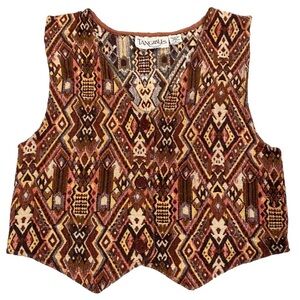 Vintage Tangibles Cropped Button Down Vest Women’s L 90’s Southwestern Aztec